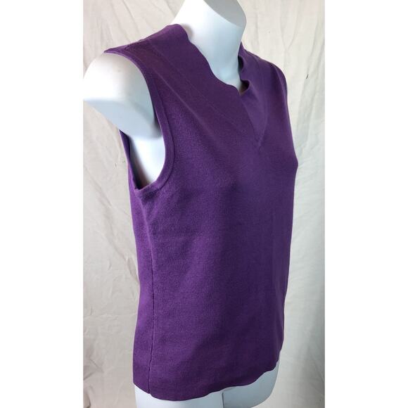 Nwt Sag Harbor Sleeveless Sweater PM Purple V-neck & Back Cotton Soft Knit - Picture 2 of 5